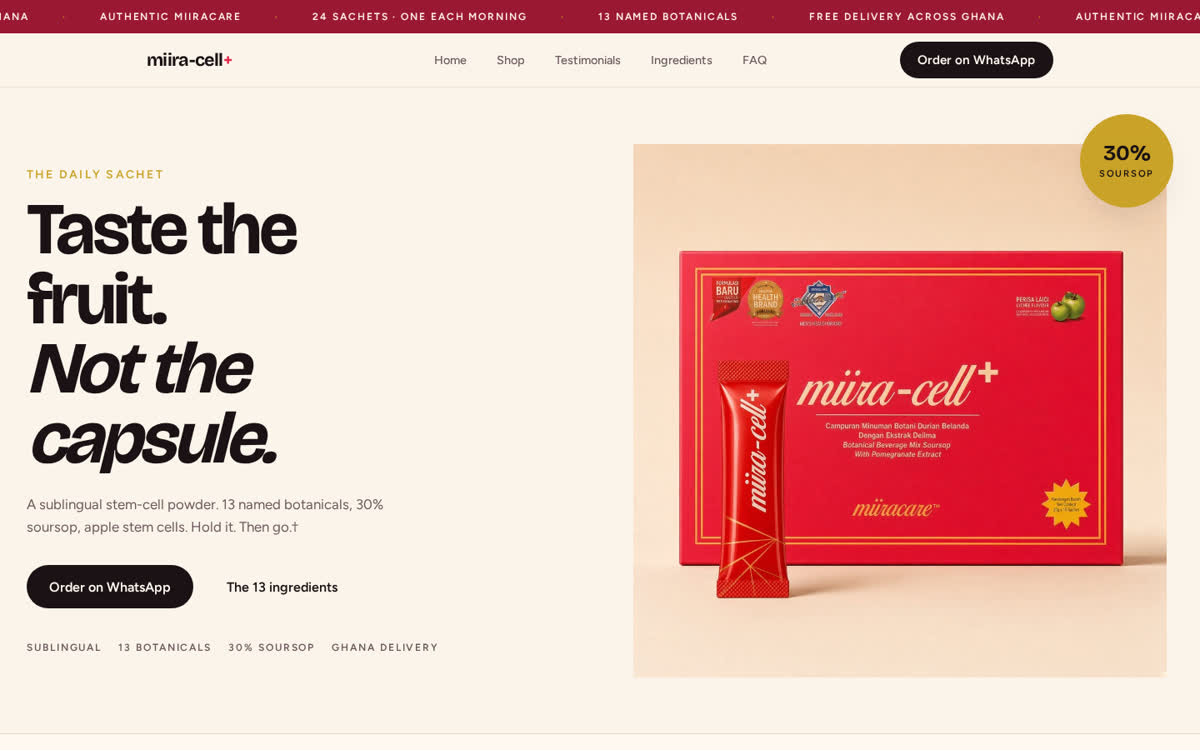 Miira-Cell+ homepage